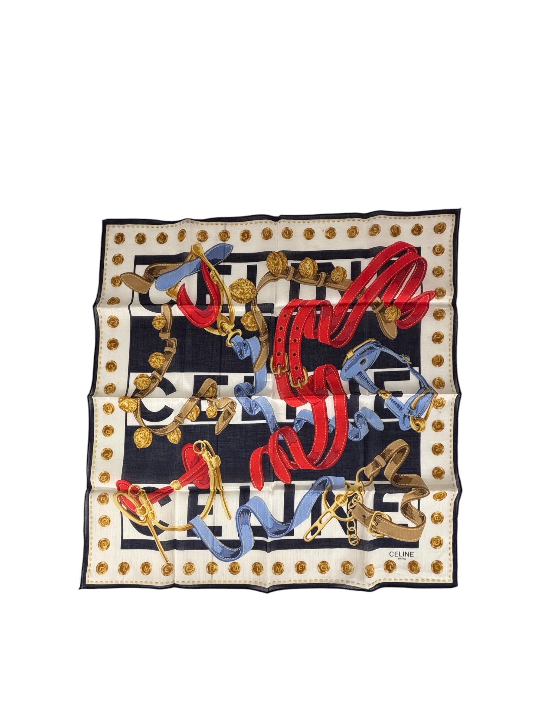 Celine Paris Vintage Equestrain Belt & Chain Motif Scarf
