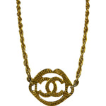 Chanel Vintage CC Gold-Plated Pendant Costume Necklace