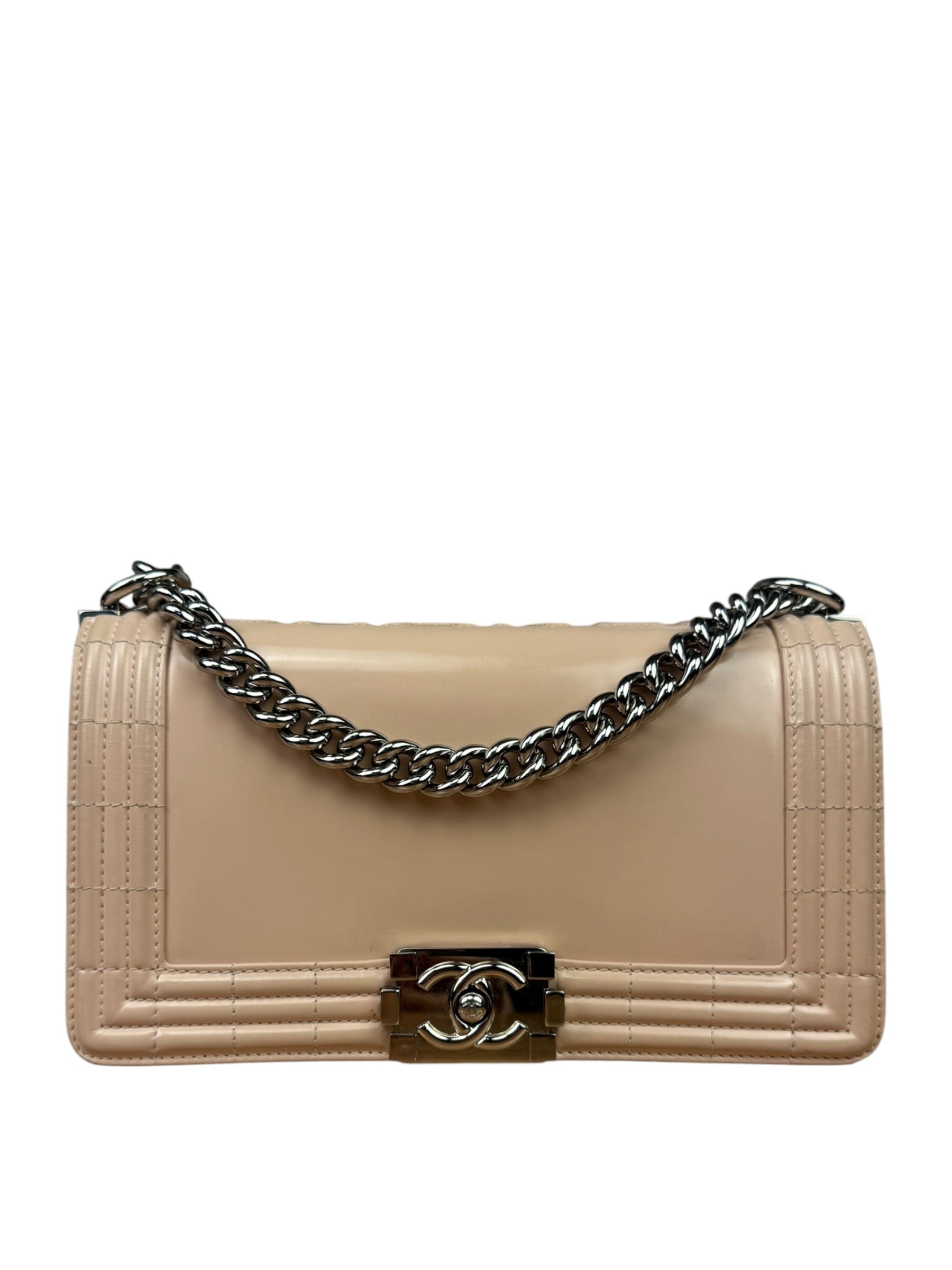 Chanel Cream Patent Leather Boy Flap Bag 2012