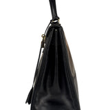 Hermes Black Box Leather Kelly 32 Handbag 1979