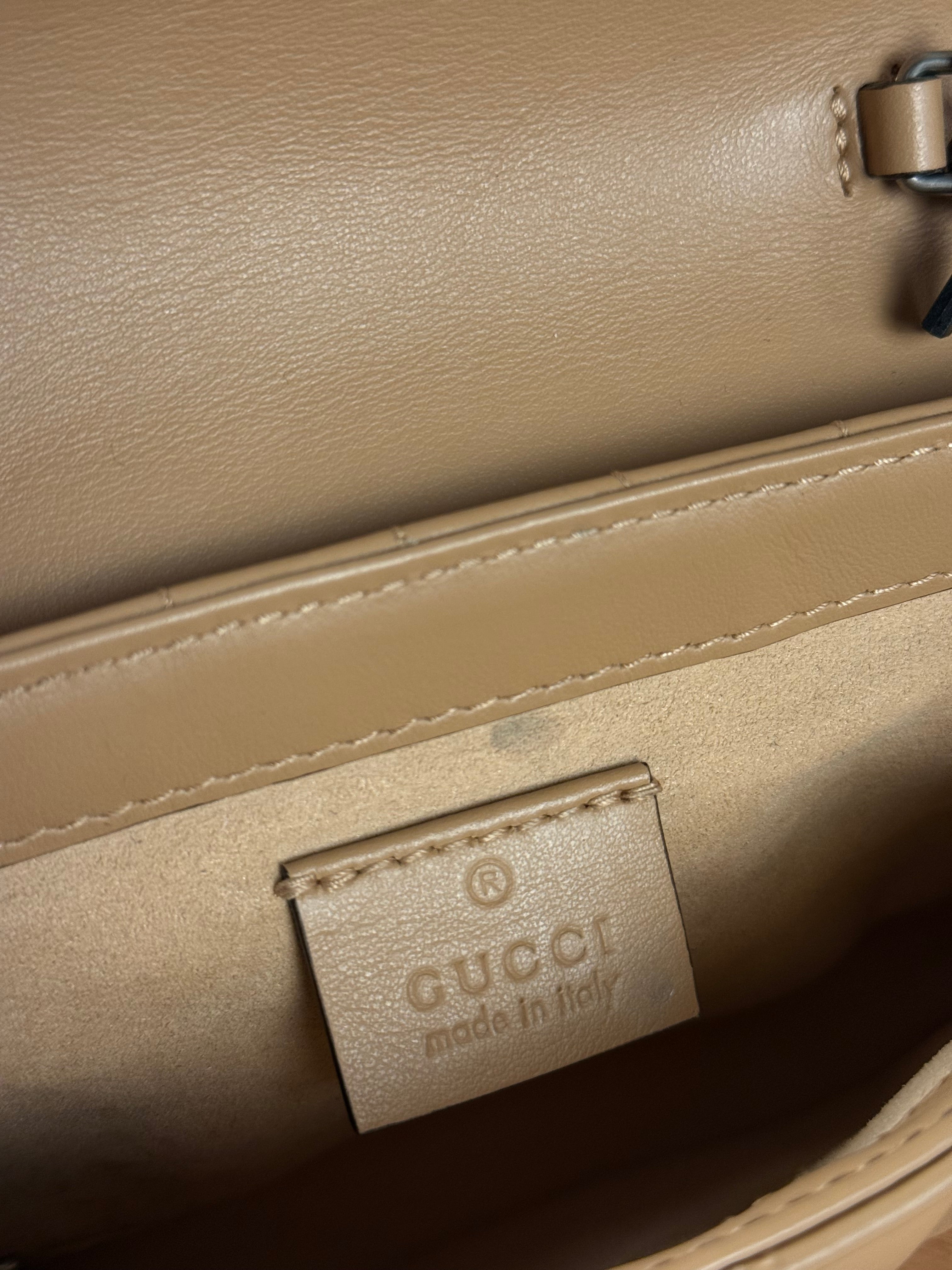 Gucci GG Marmont Matelasse Leather Mini Crossbody Bag Beige