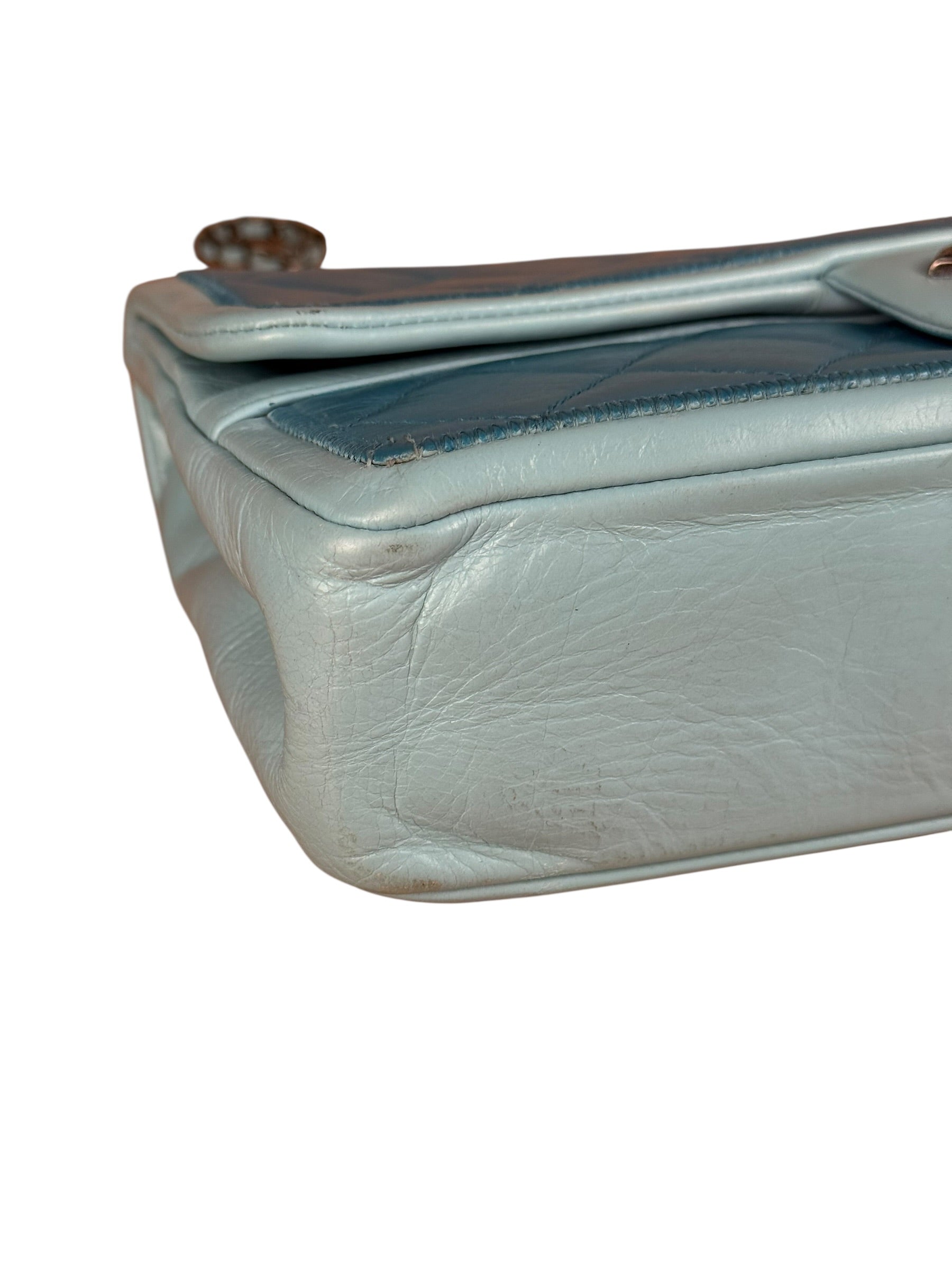 Chanel CC Two-Toned Blue Leather Flap Bag 2014