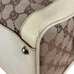 Gucci Leather Trim Monogram Canvas Web Stripe Tote Bag