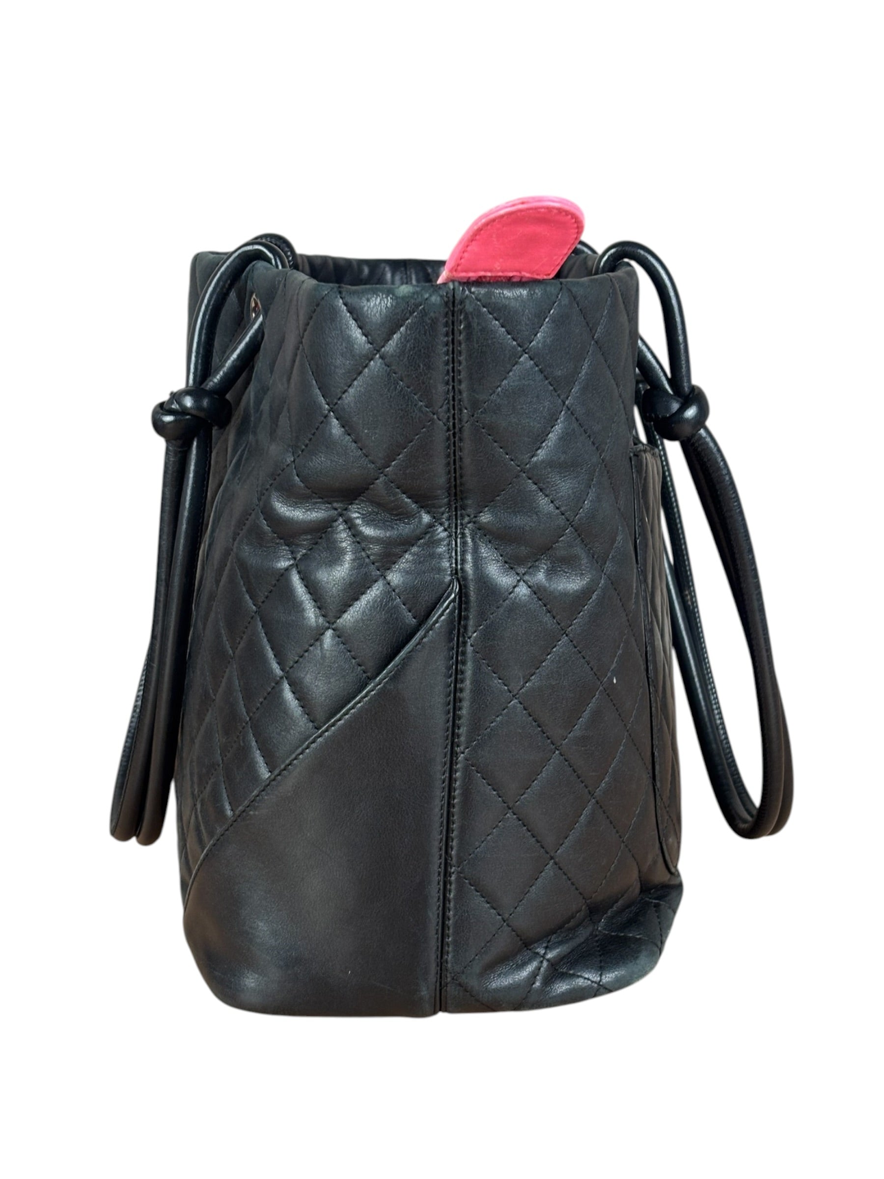 Chanel Black Leather Cambon Ligne large Tote Shoulder Bag 2004