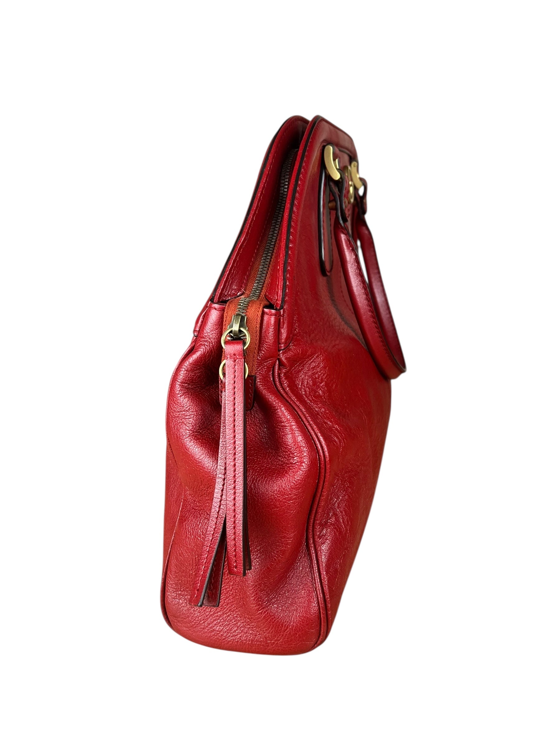 Gucci Re(Belle) Red Leather Top Handle Bag