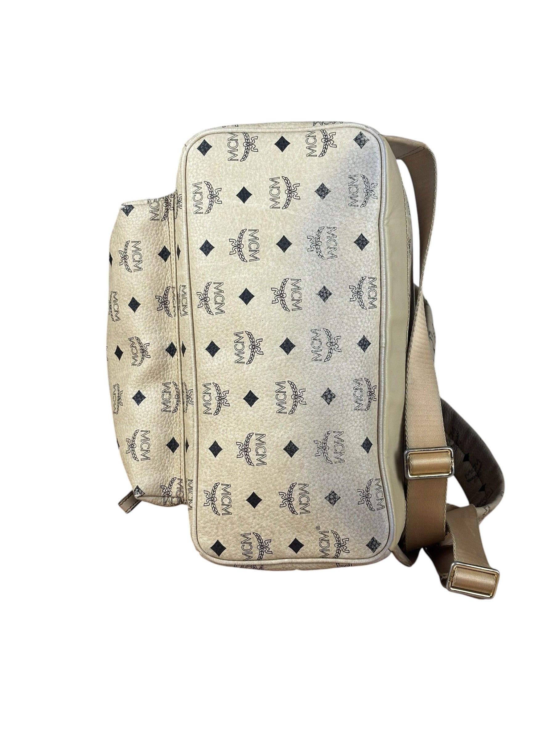 MCM Beige Leather Monogram Medium Stark Backpack