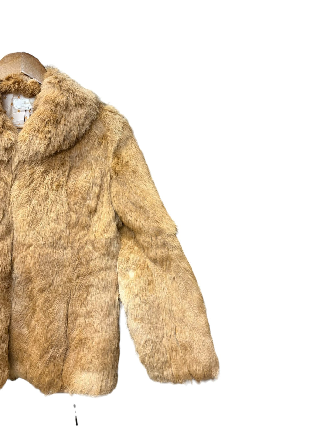 Vintage Nouerue Golden Brown Rabbit Stars Liner Fur Coat
