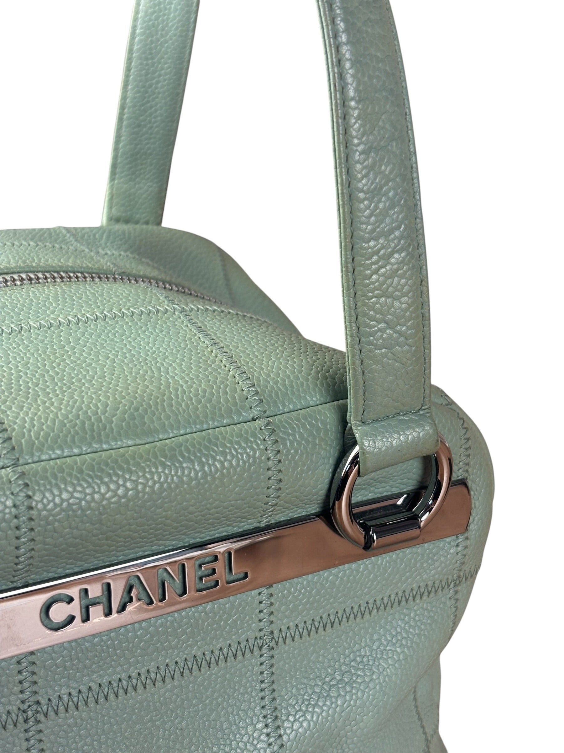 Chanel Light Green Quilt LAX Leather Bowler Bag 2004