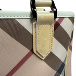 Burberry Beige Nova Check Canvas Patent Leather Tote Bag