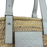 Loewe White Leather Raffia Basket Bag