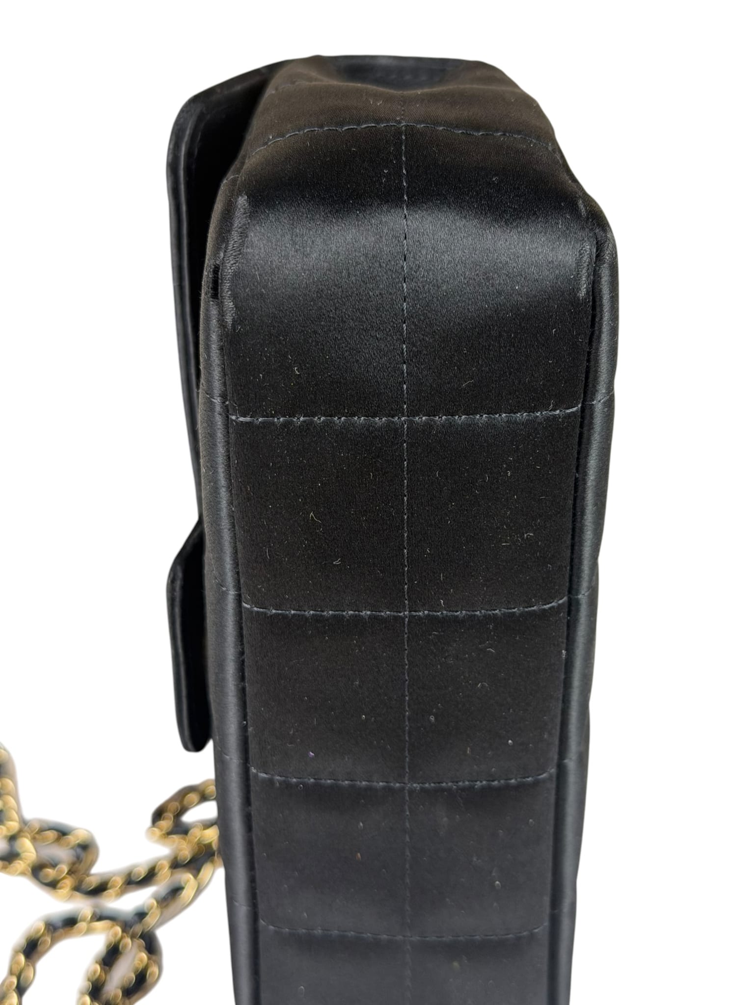 Chanel Black Satin Chocolate Bar Mini East-West Flap Bag