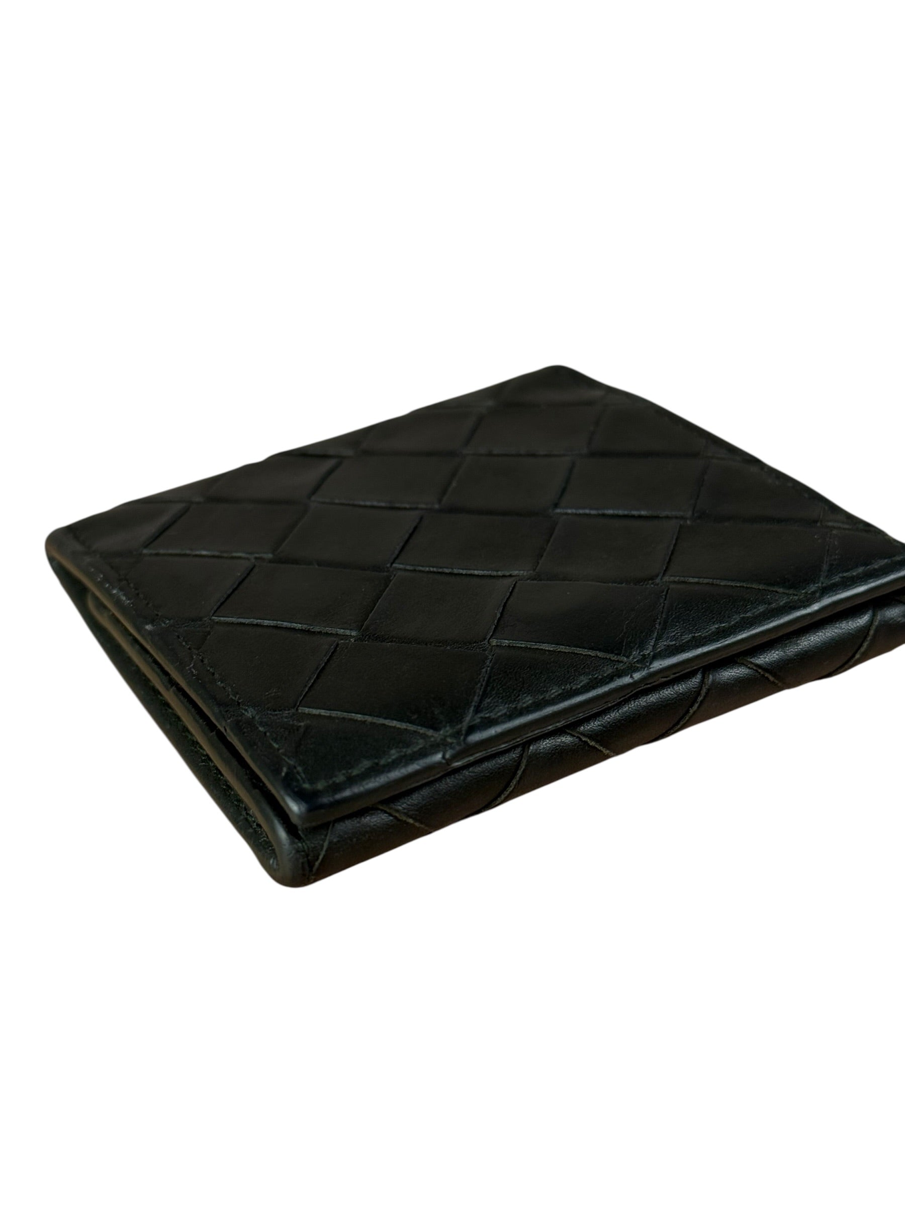 Bottega Veneta Black Intreccio Leather Coin Wallet