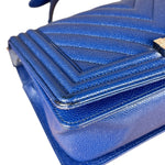 Chanel Blue Chevron Caviar Medium Boy Bag 2019