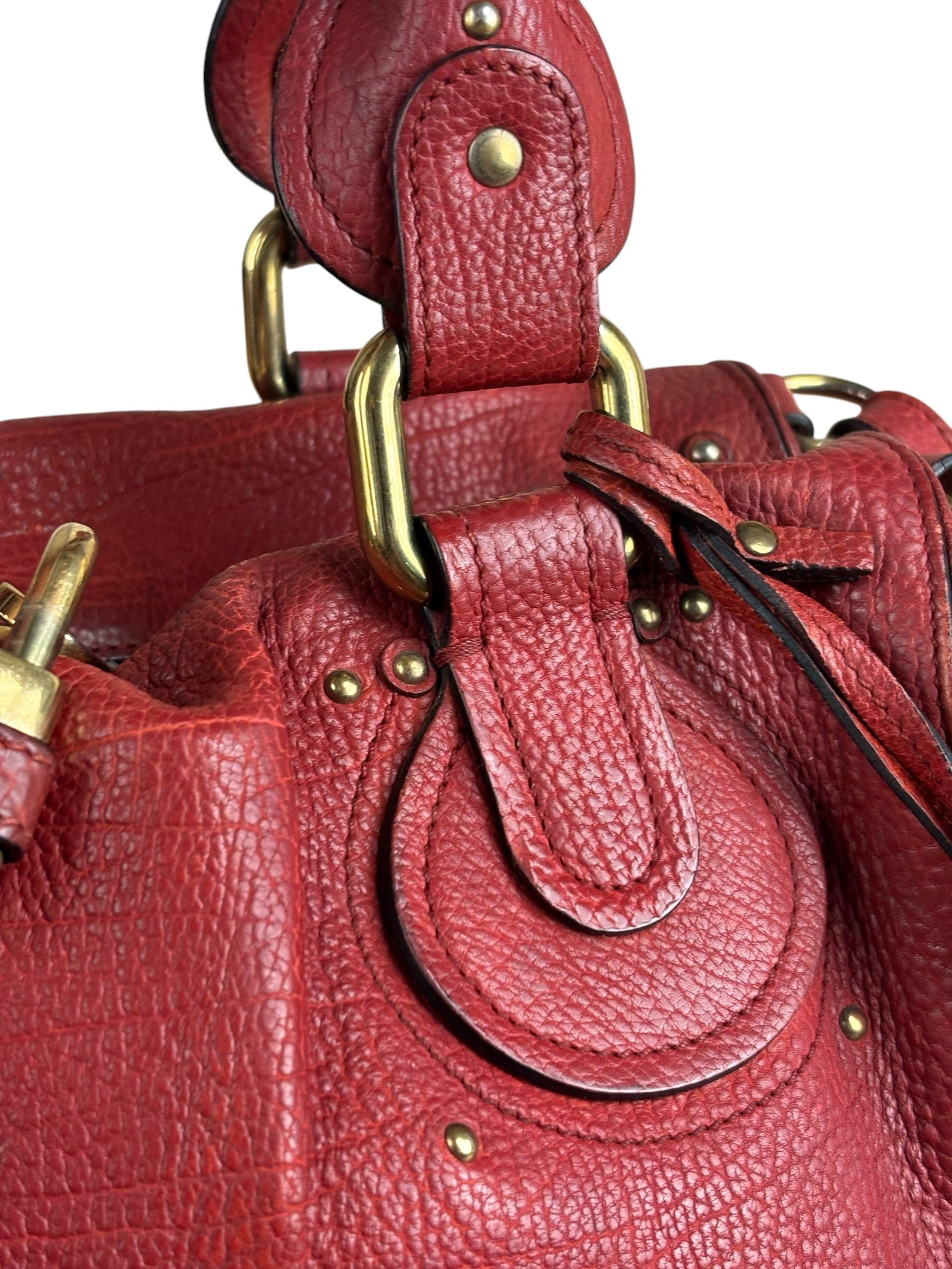 Chloe Red Leather Paddington Medium Satchel Two-Way Bag