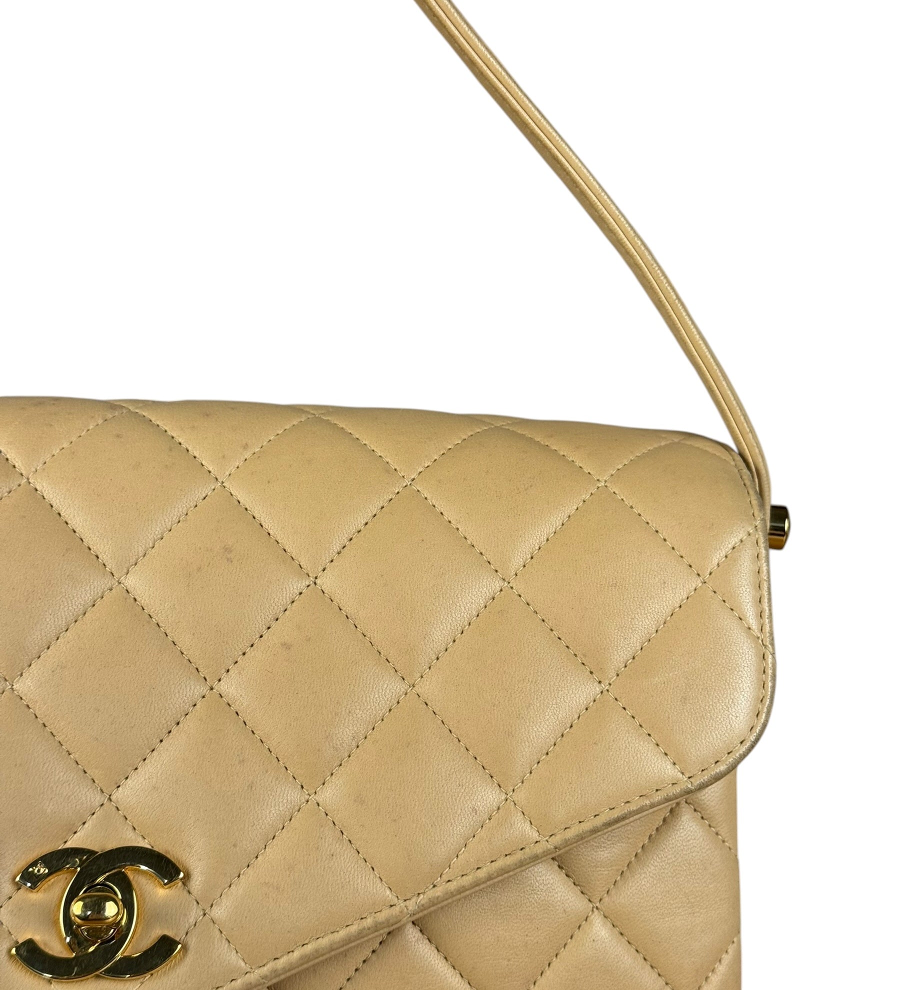 Chanel M Beige Lambskin Envelope Flap 1997