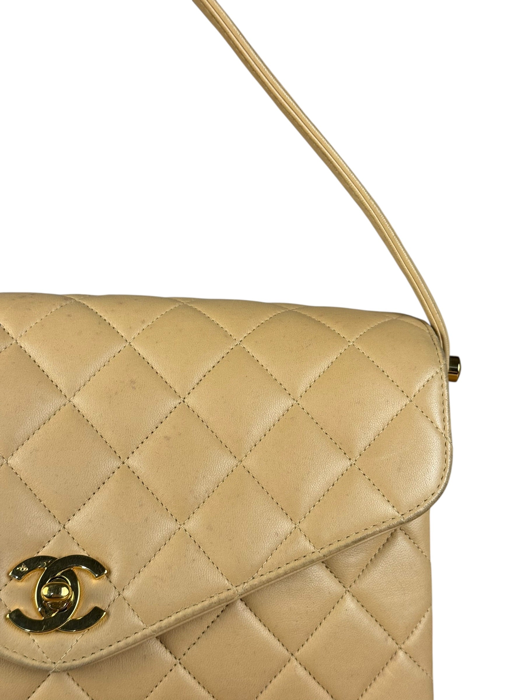 Chanel M Beige Lambskin Envelope Flap 1997