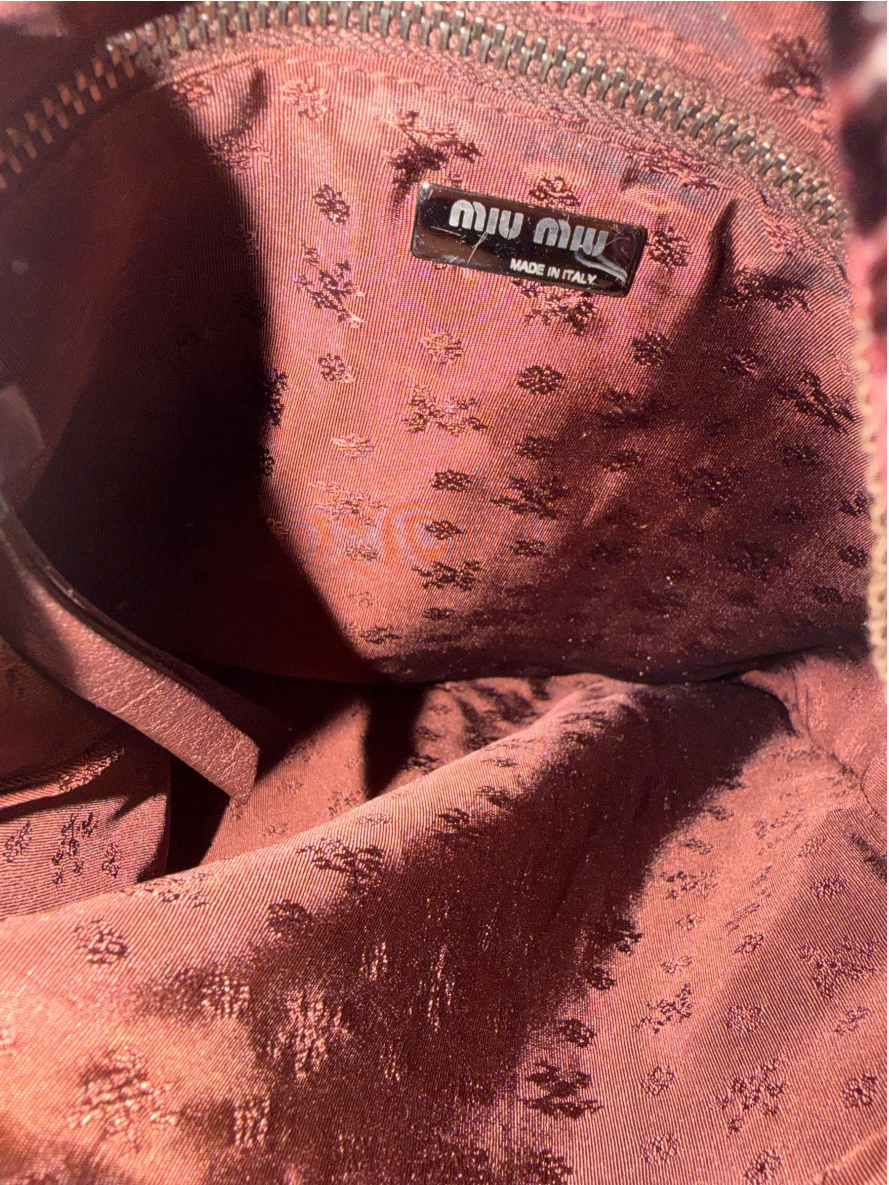 Miu Miu Multicolor Velvet/Leather Trim  Chain Crossbody Bag