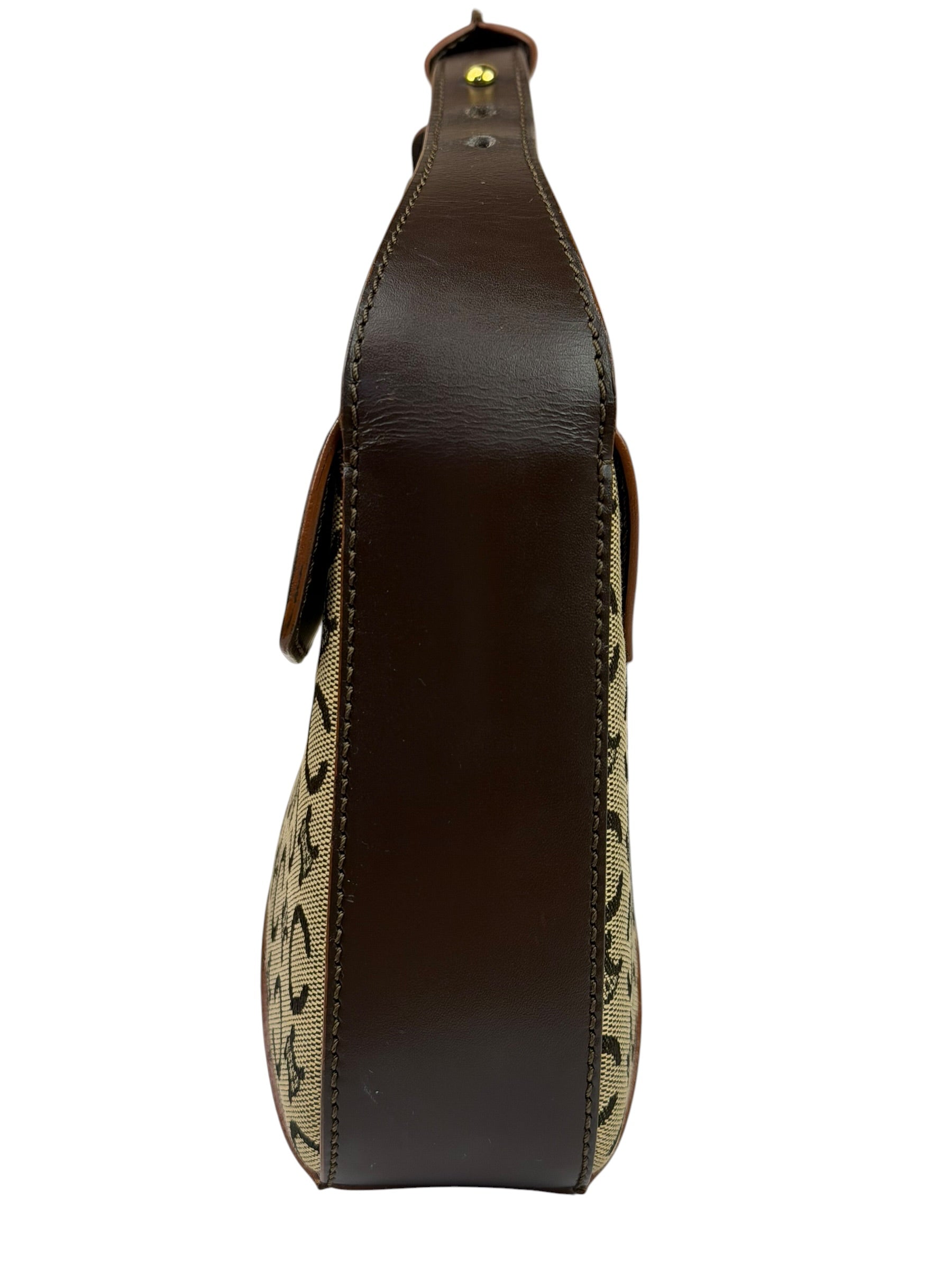 Celine Brown Leather Trim C Macadam Hobo Bag