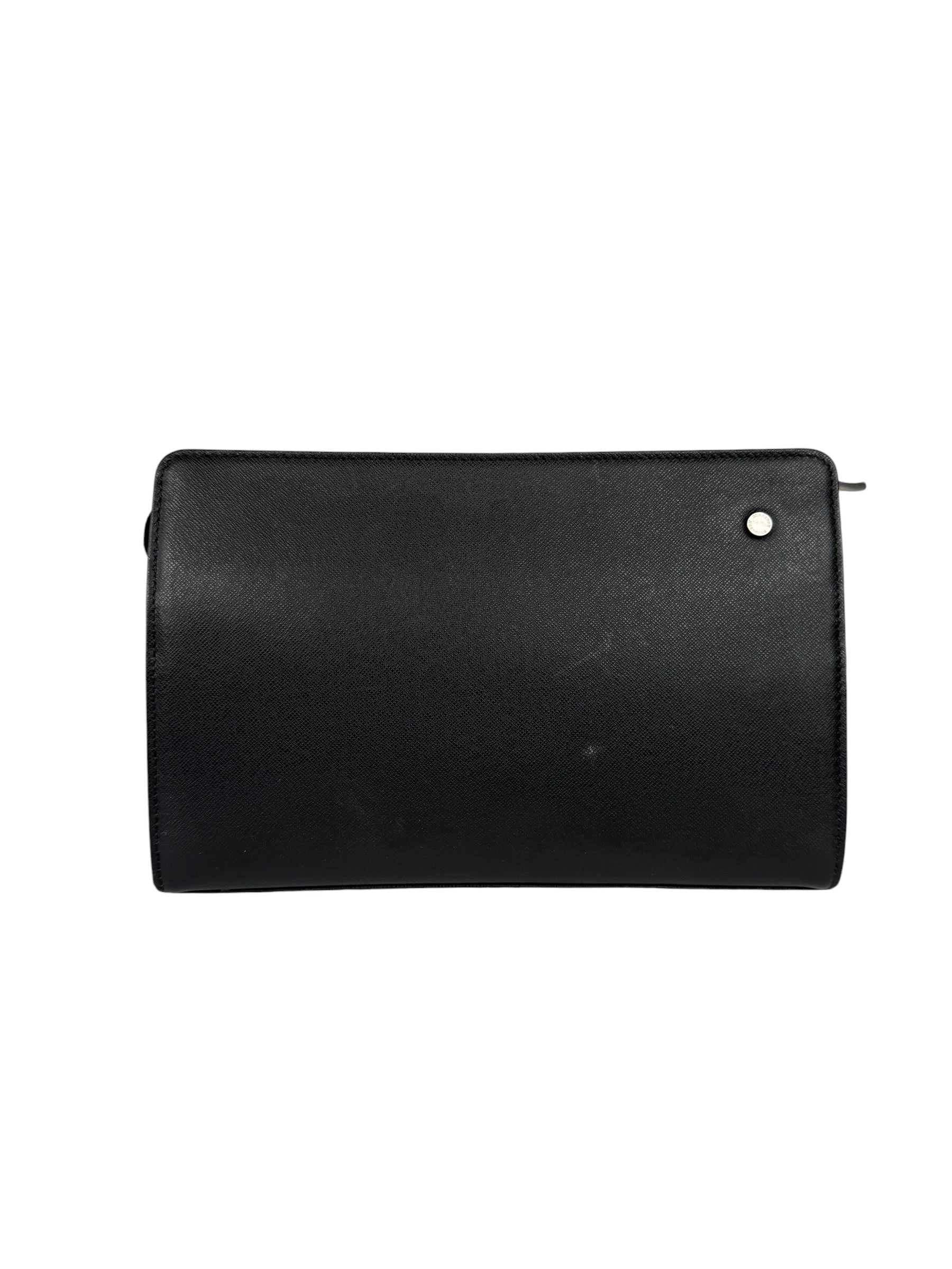 Burberry Black Leather Zip Clutch Pouch
