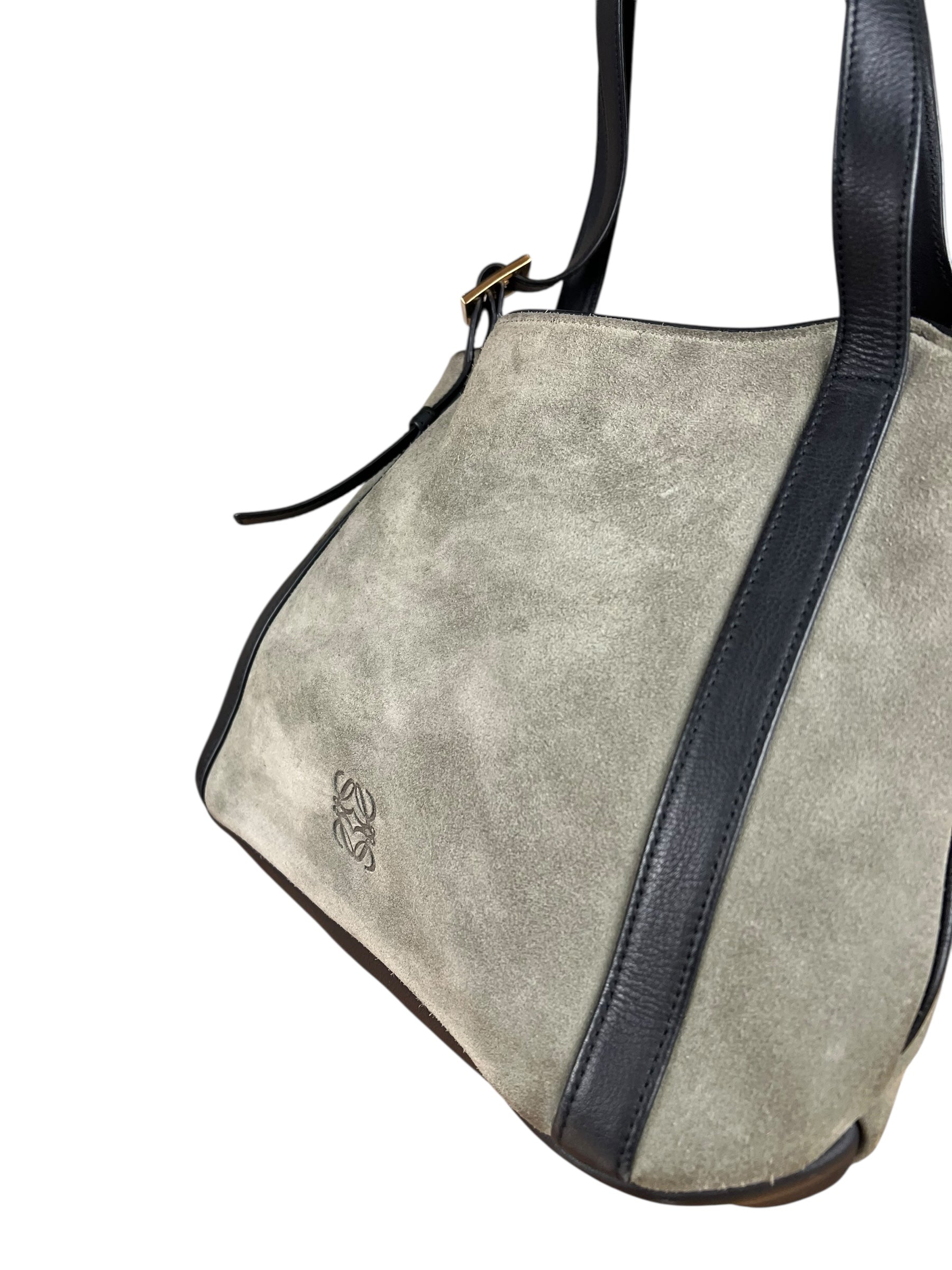 Loewe Suede Anagram Shoulder Tote Olive