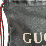 Gucci Black Leather Drawstring Backpack