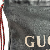 Gucci Black Leather Drawstring Backpack