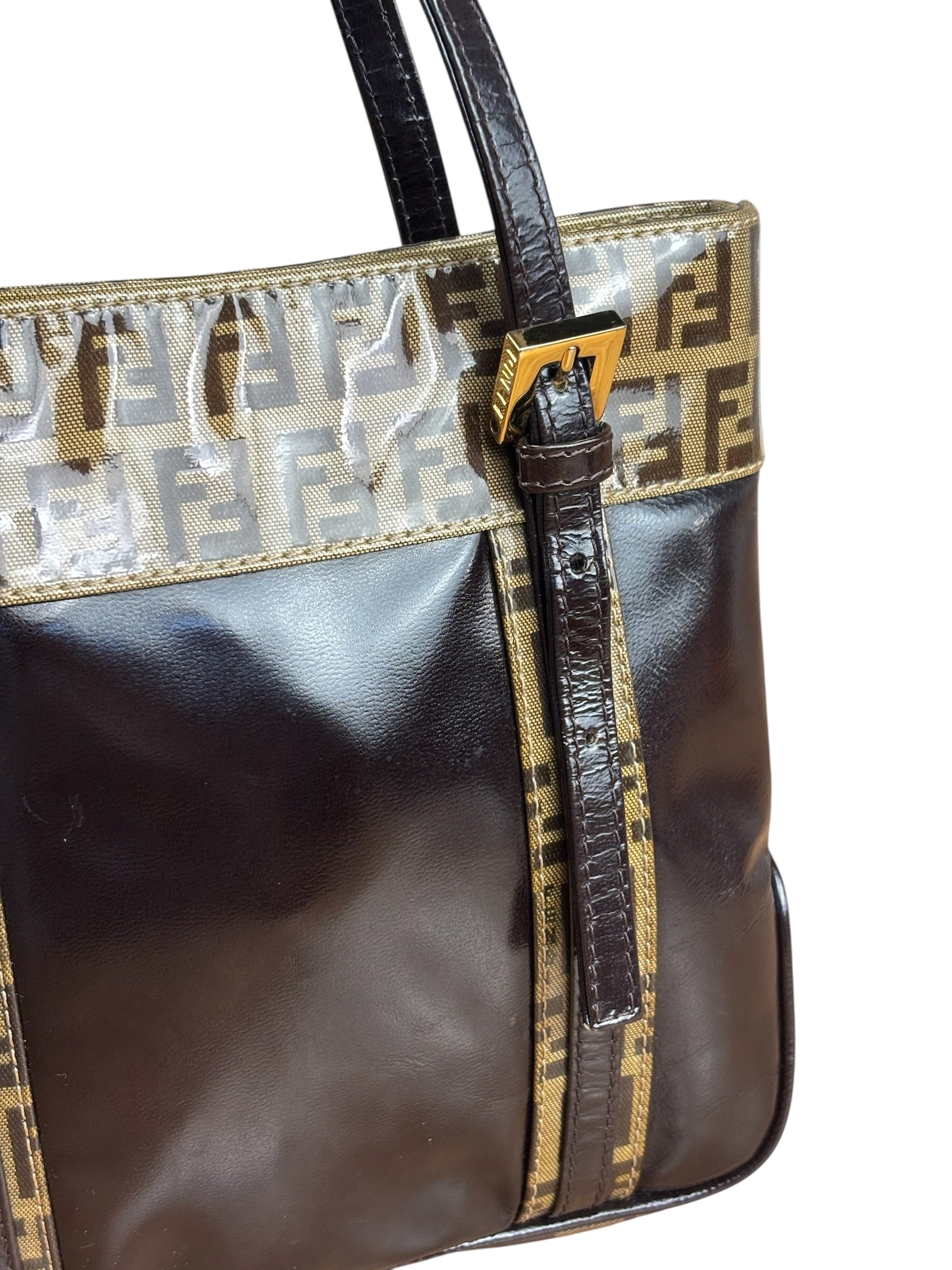 Fendi Vintage Zucca Patent Canvas Tote Bag