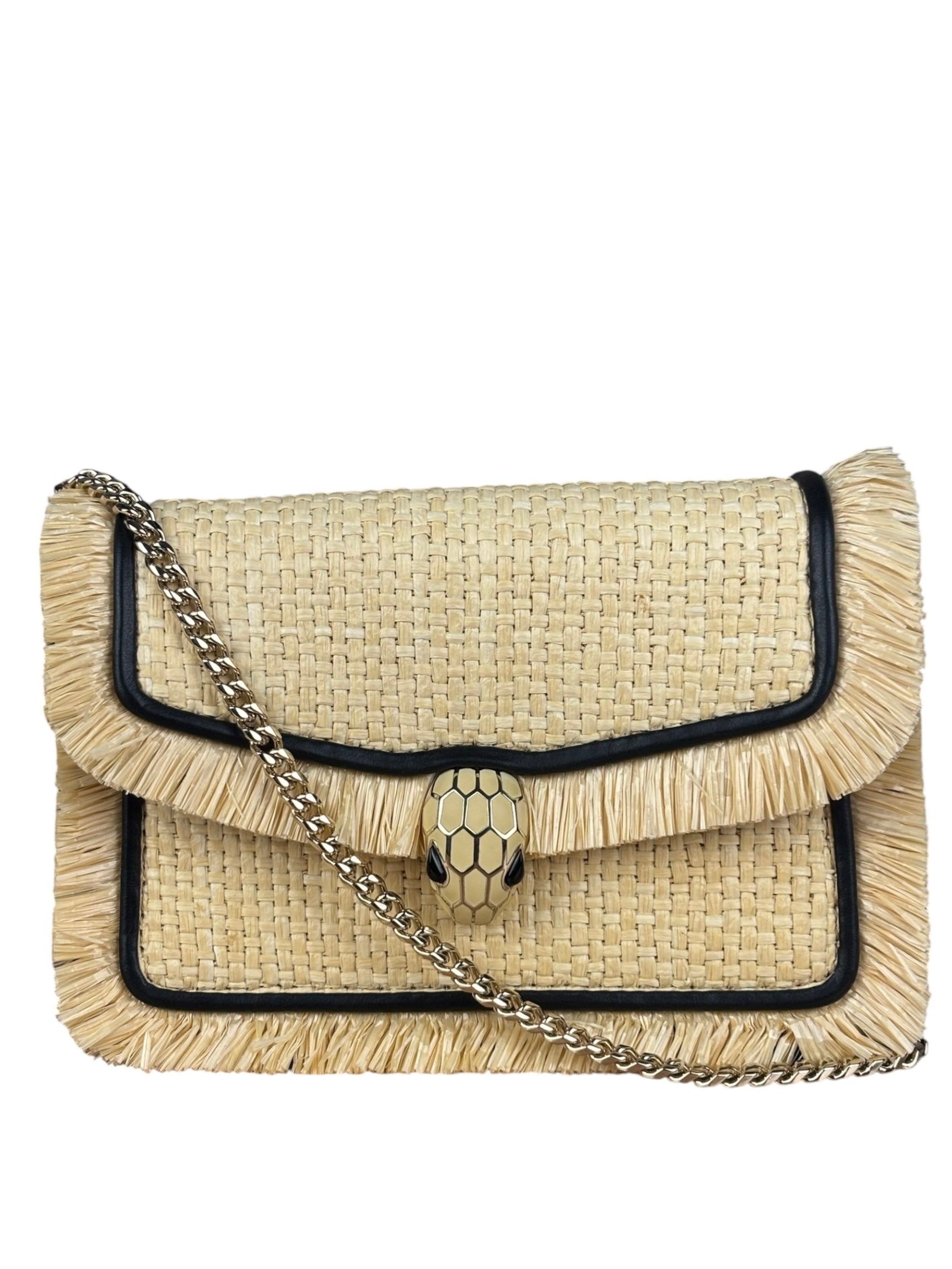 Bvlgari Serpenti Forever Mini Raffia Bag Beige