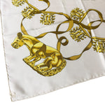 Hermes Ivory Gold Emblem Print Silk Scarf