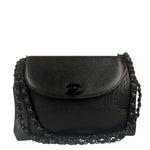 Chanel Black Pebbled Leather Curved Flap 1997