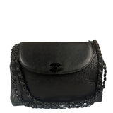 Chanel Black Pebbled Leather Curved Flap 1997