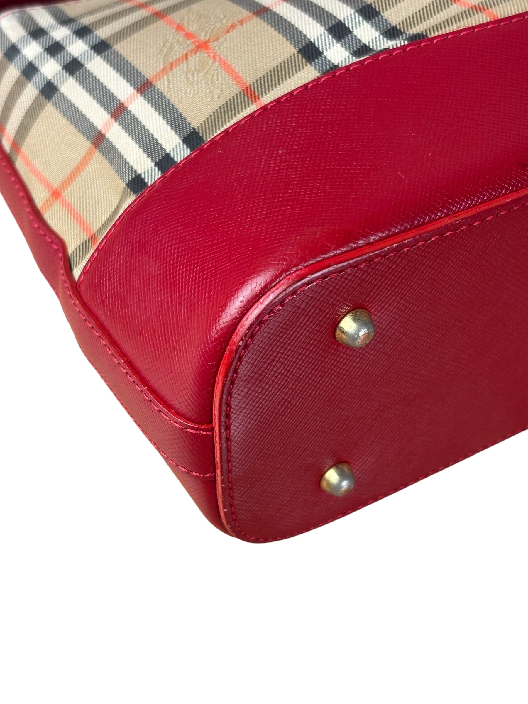 Burberry Brown/Beige House Haymarked Shoulder Bag