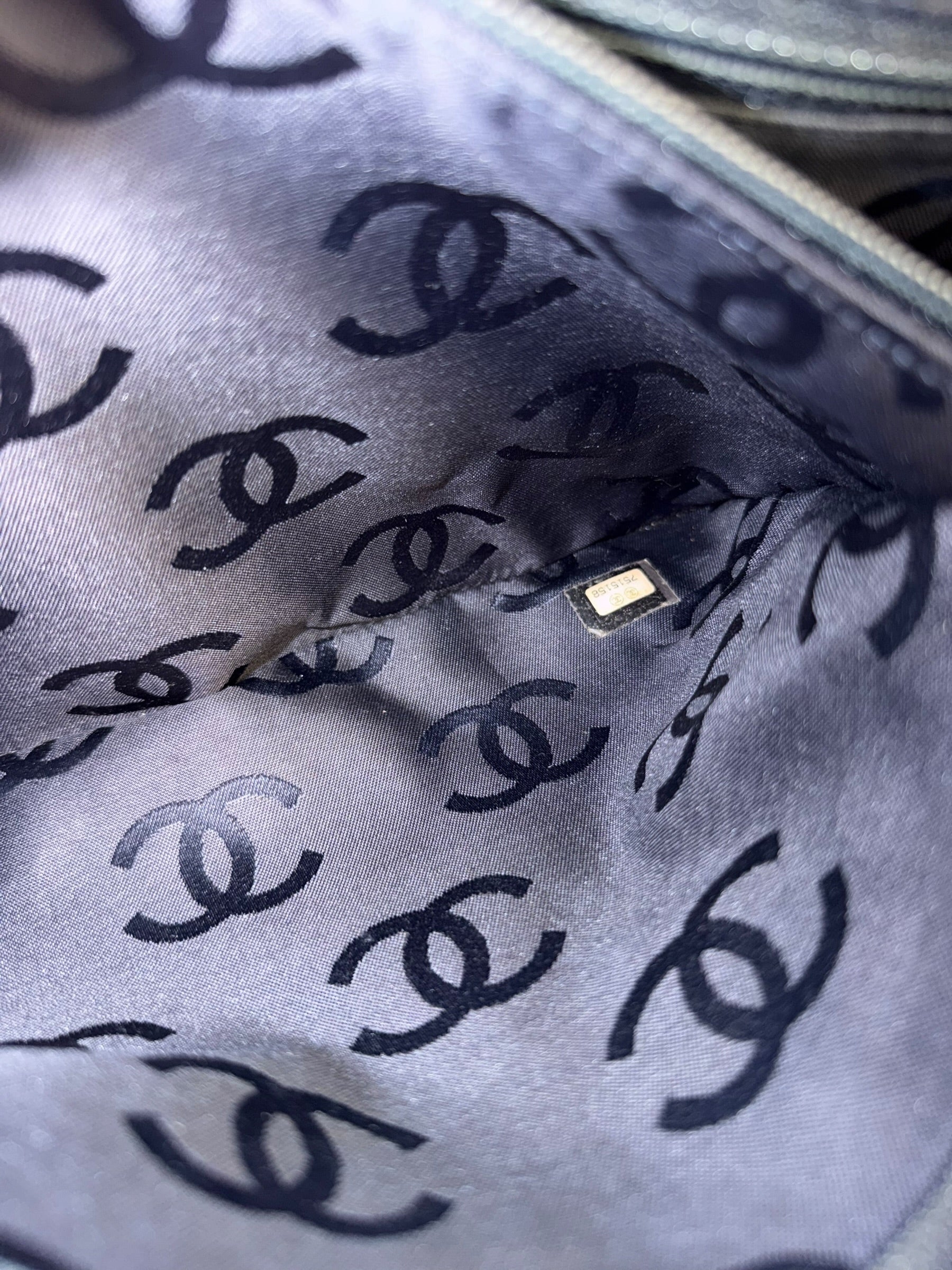 Chanel Light Washed Denim CC Canvas Logo Shoulder Bag 2002