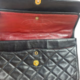 Chanel Black Quilted Two-Toned CC Double Flap Bag 90s