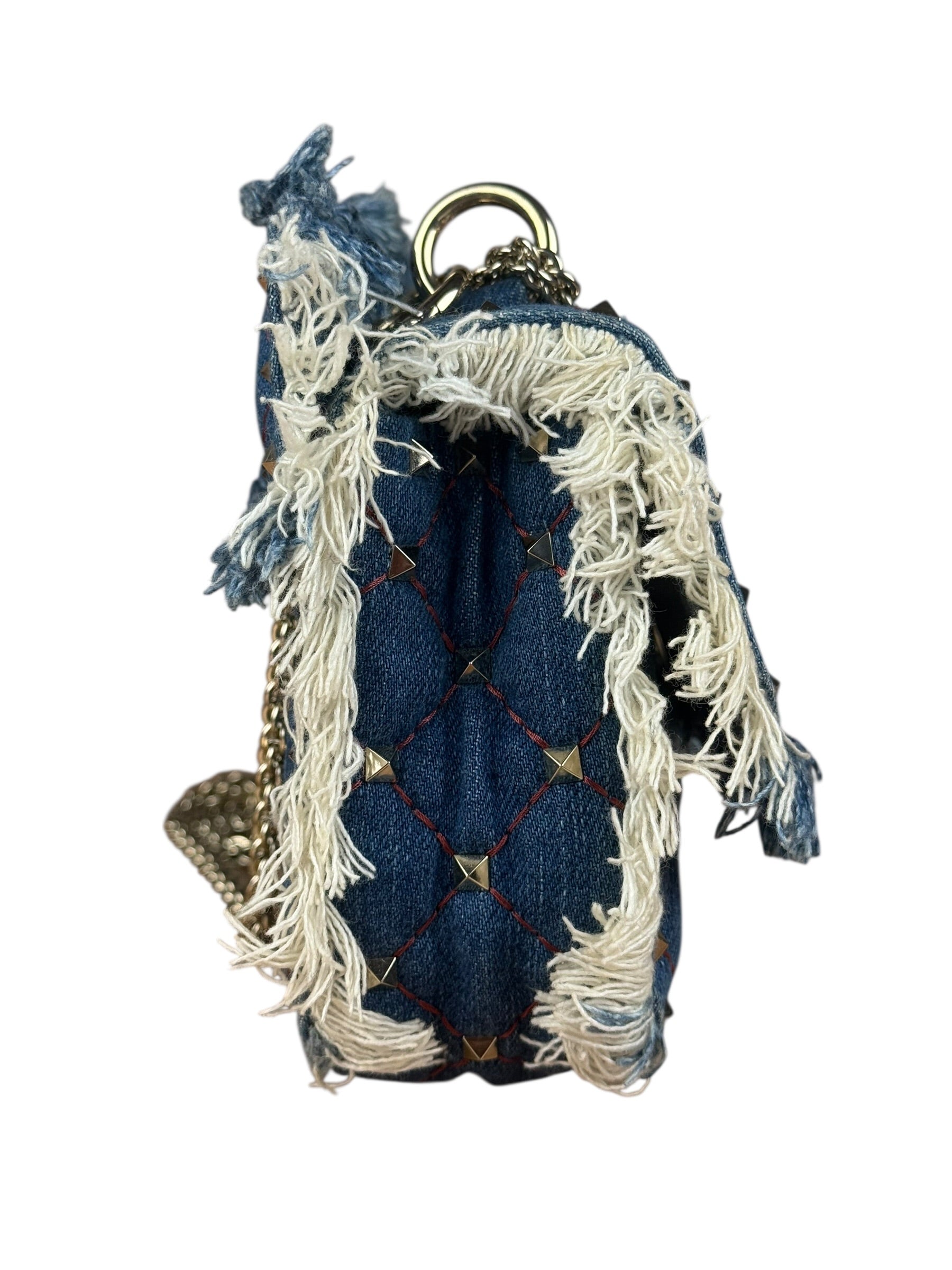 Valentino Garavani Denim Rockstud Spike Shoulder Bag