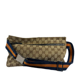 Gucci Beige/Navy Leather Trim GG Belt Bag