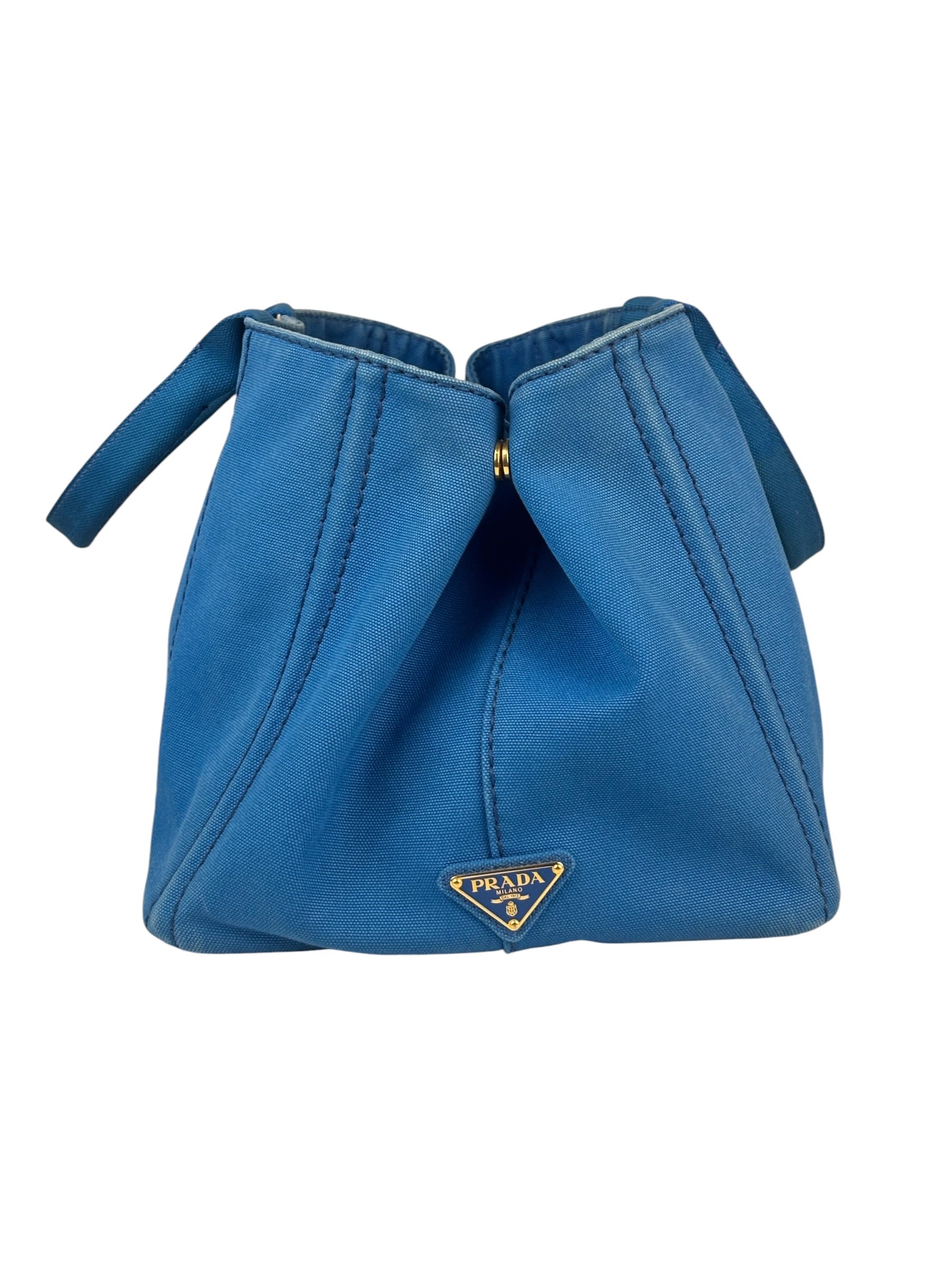Prada Vintage Blue Canapa Canvas Tote
