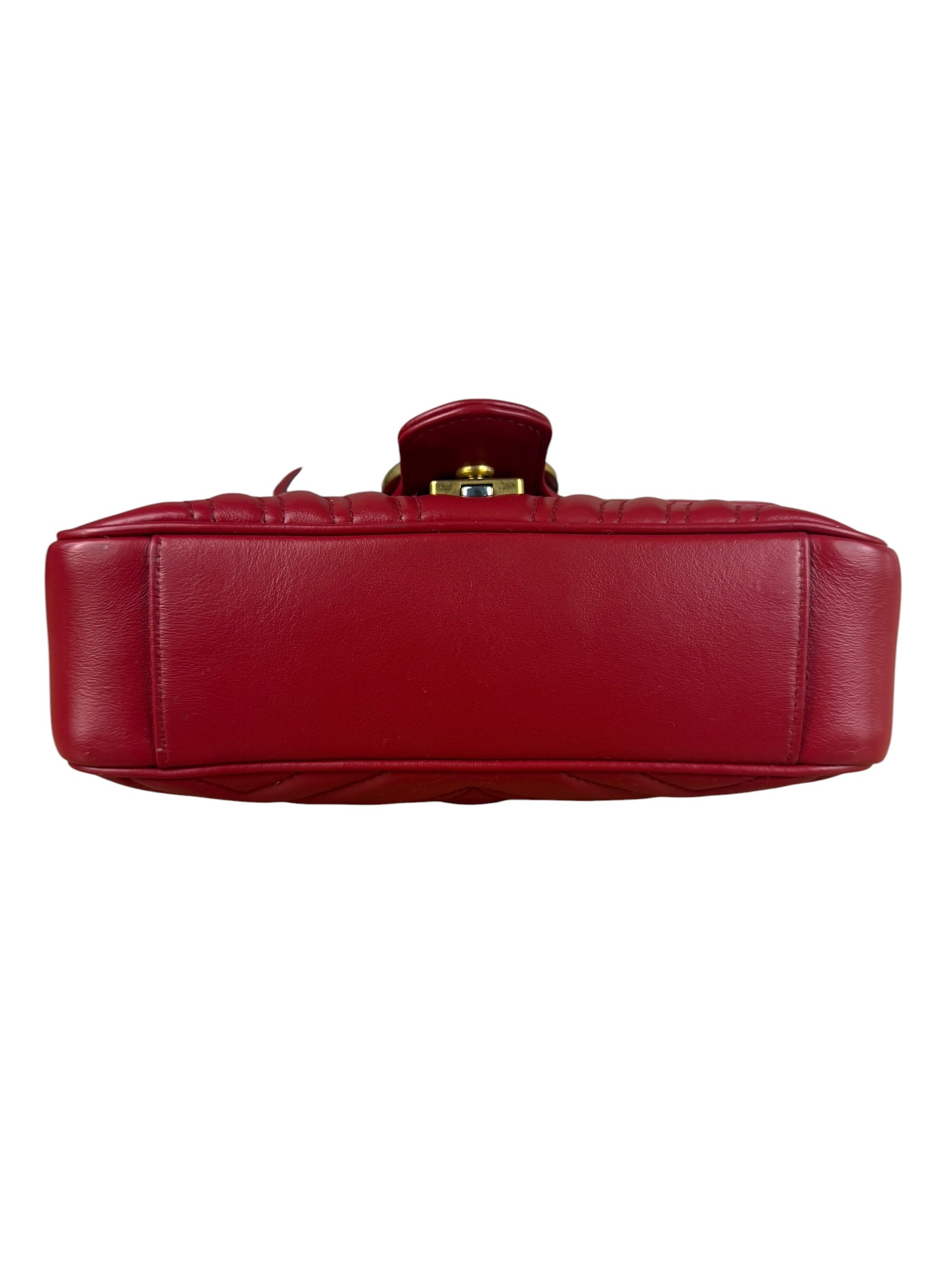 Gucci GG Red Marmont Matelasse Shoulder Bag