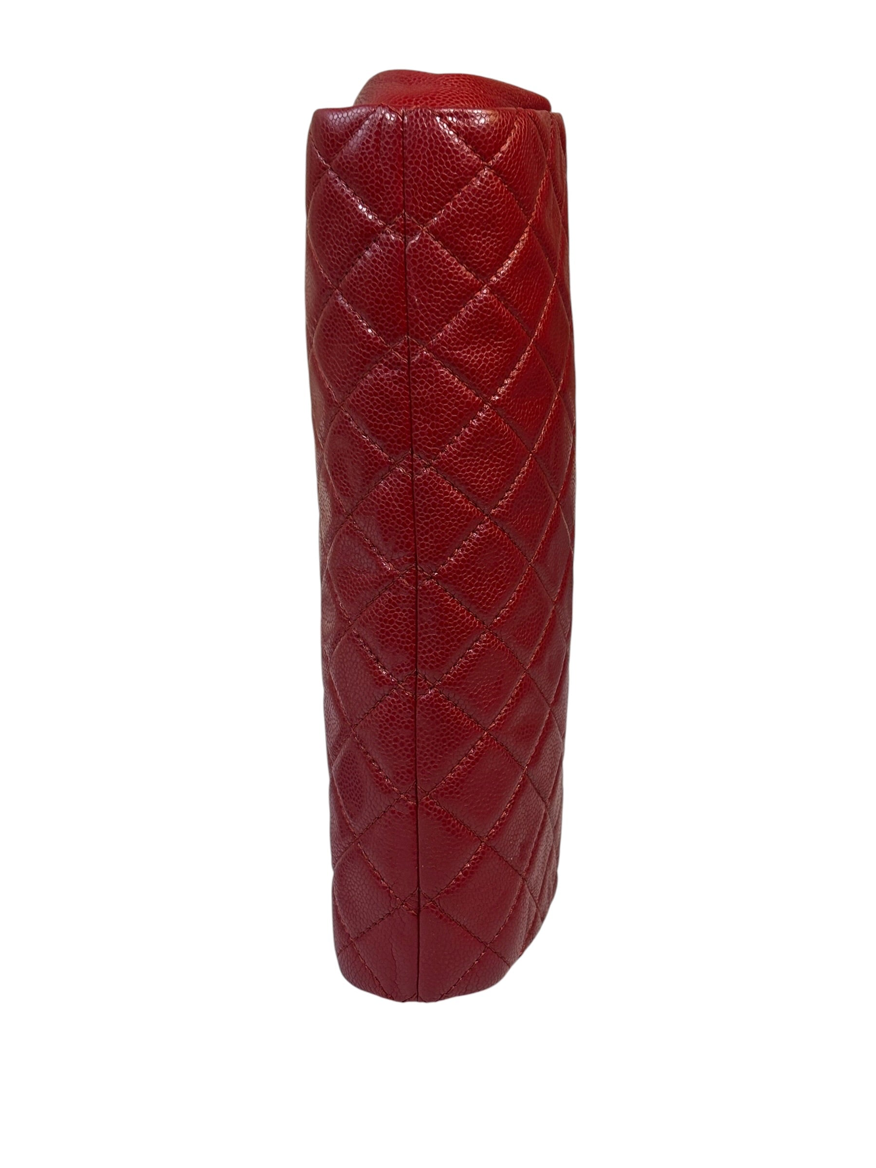 Chanel Red Caviar Quilted Frame Clutch 2012