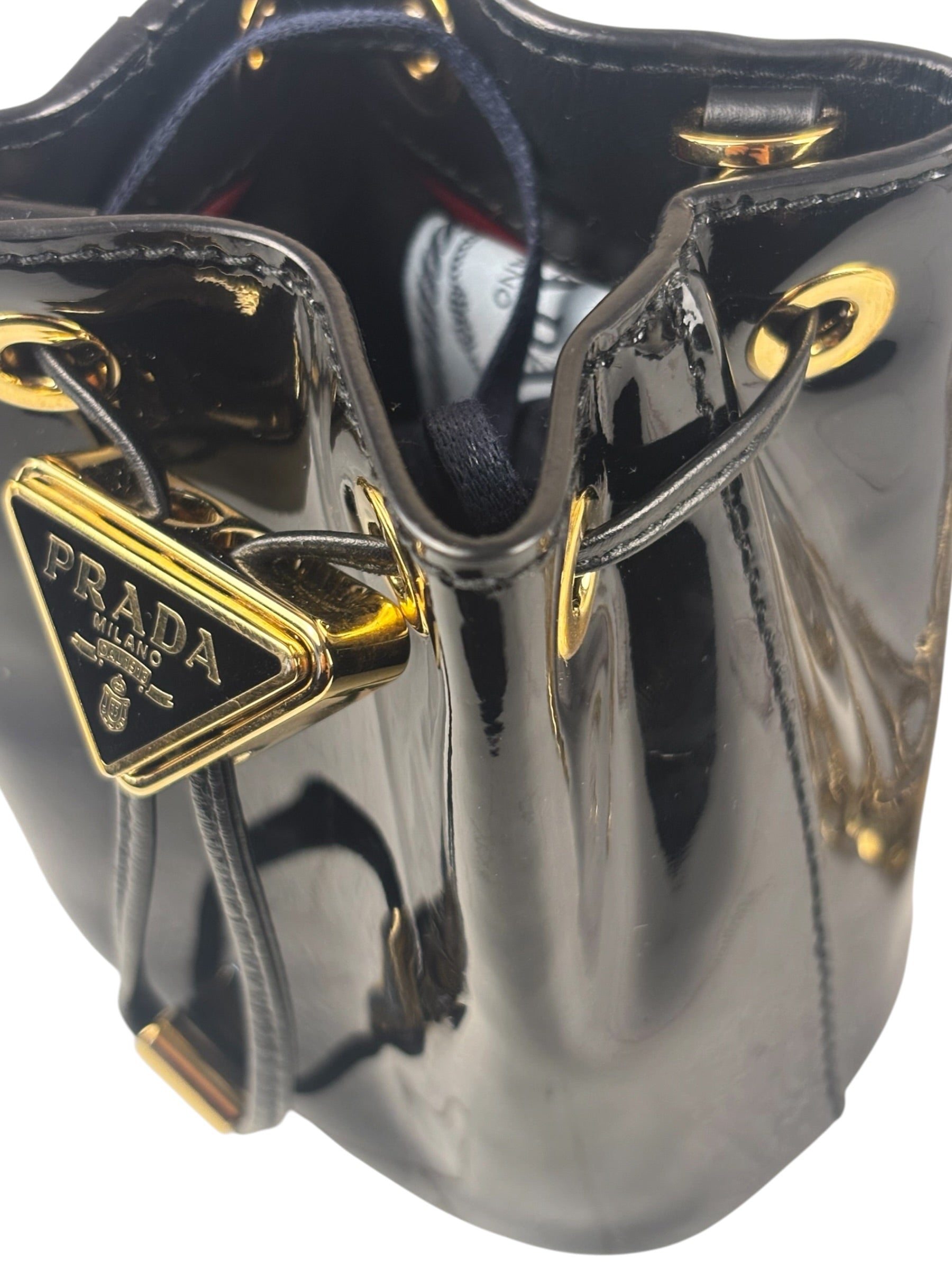 Prada Black Patent Leather Mini Chain Pouch