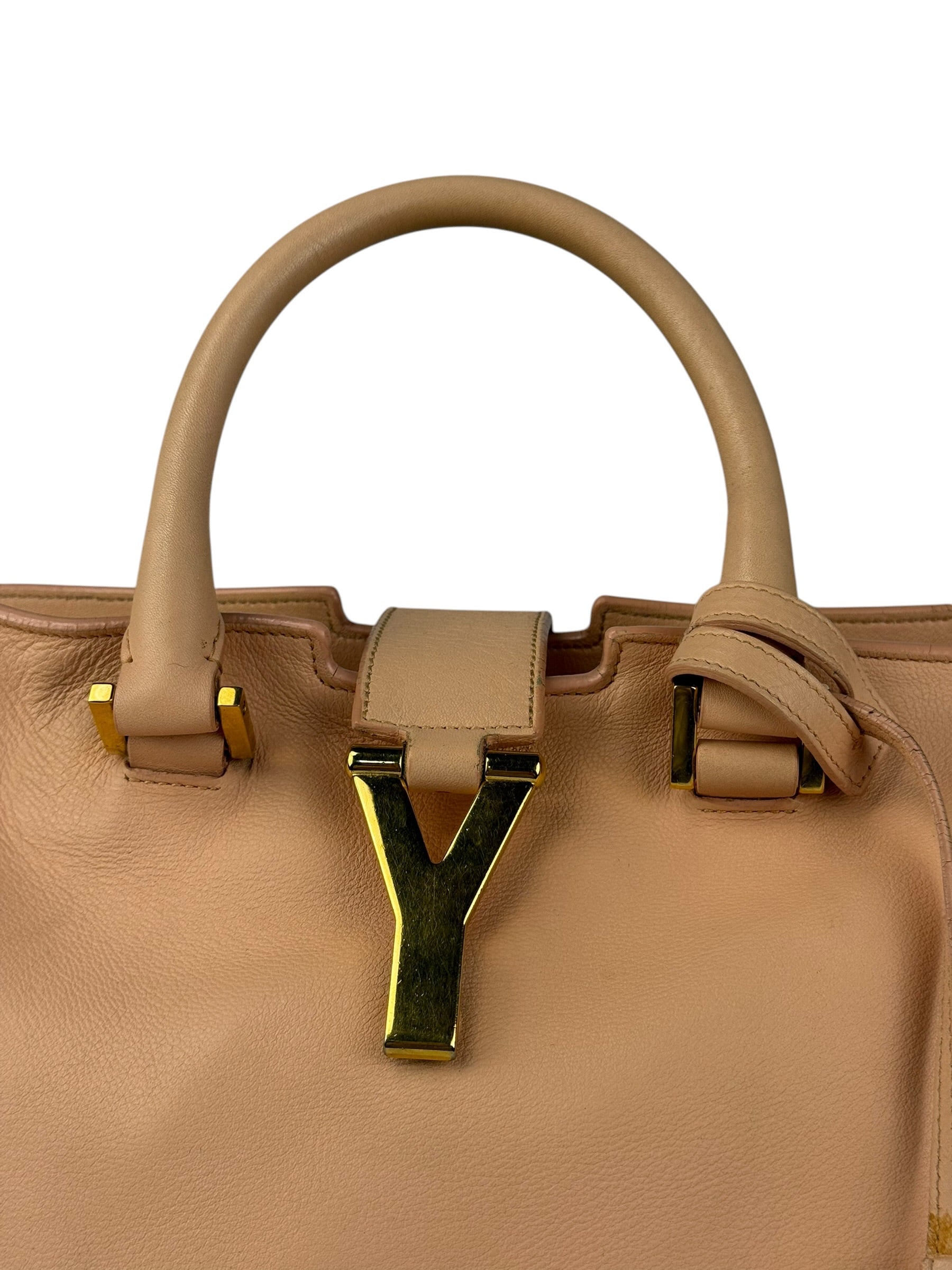 YSL Vintage Classic Y Cabas Peach Leather 2Way Handbag