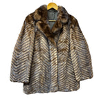 Vintage Hazel Brown Chevron Stripped Mink Fur Coat