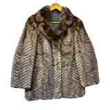 Vintage Hazel Brown Chevron Stripped Mink Fur Coat
