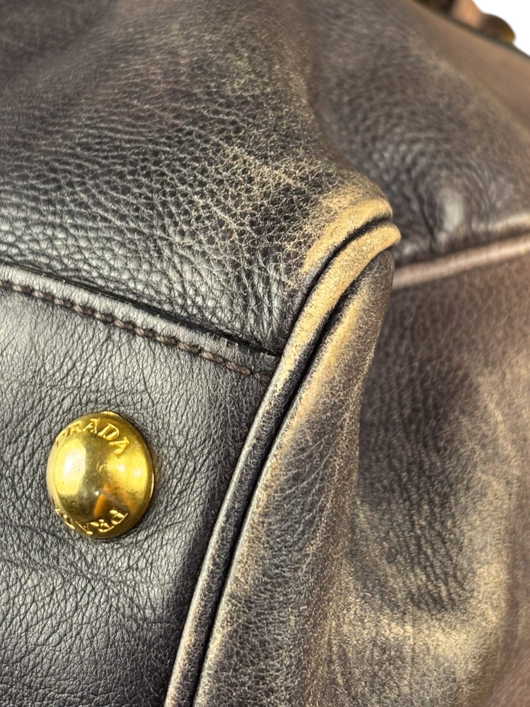 Prada Bicolor Cervo Ombre Leather Top Handle Bag