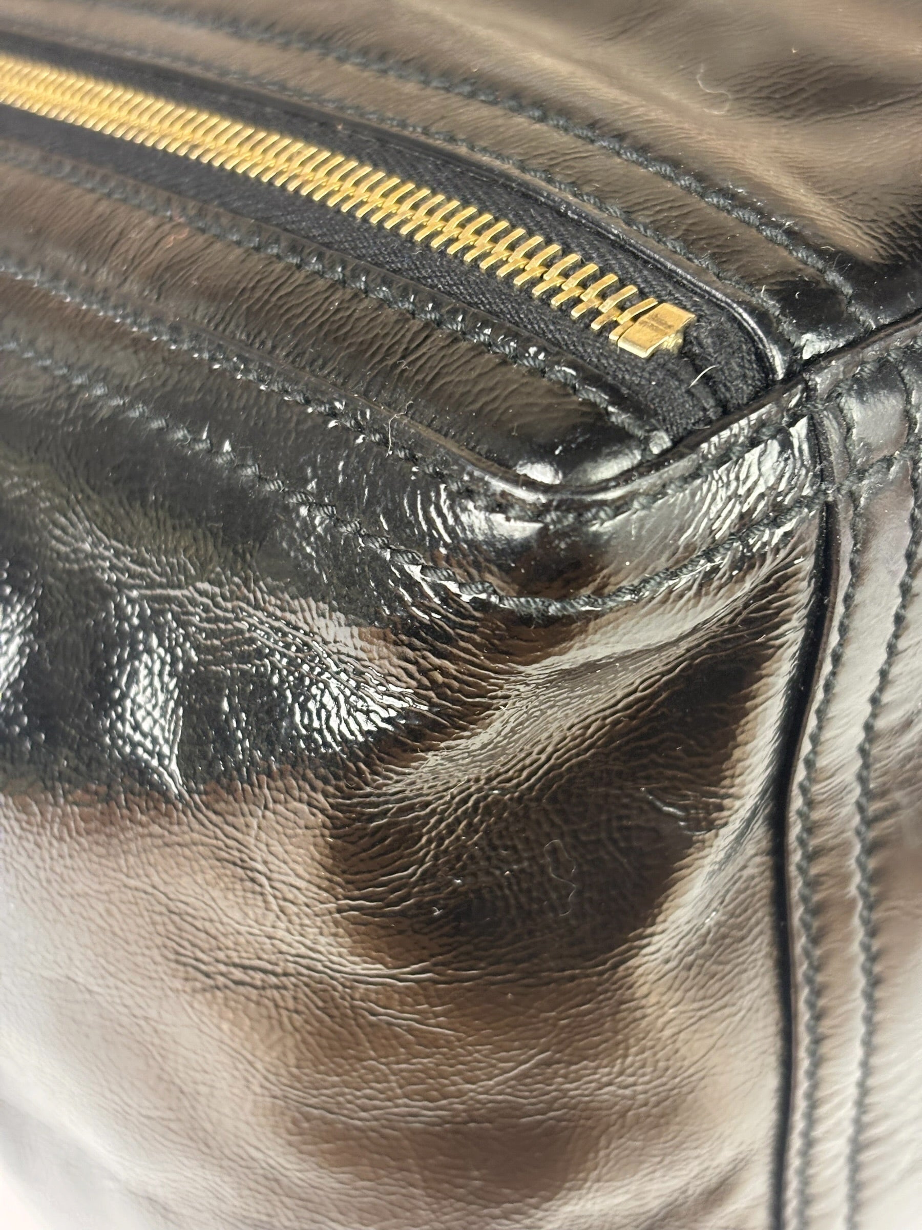 Yves Saint Laurent Black Patent Leather Downtown Tote