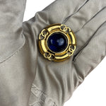Chanel Vintage Royal Blue Glass Gripoix  Clip-On Earrings