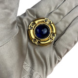 Chanel Vintage Royal Blue Glass Gripoix  Clip-On Earrings