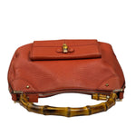 Gucci Orange Pebbled Leather Bamboo Top Handle Hobo Bag