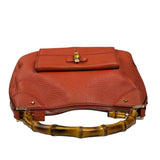 Gucci Orange Pebbled Leather Bamboo Top Handle Hobo Bag