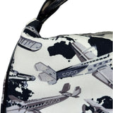 Chanel White/Black Patent Leather Trim Airplane CC Handle Bag 2005
